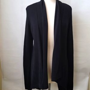 Express Womens Black Open Front Sharkbite Hem Collard Sweater Duster Small